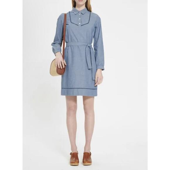 A.P.C. Maeve Chambray Dress Cotton size FR 40, US 6/8 - Picture 7 of 7
